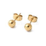 304 Stainless Steel Stud Earrings for Women, Round, Golden, 5mm(X-EJEW-E603-06A-G)