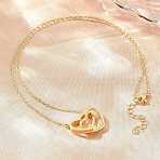 Brass Couple Heart Pendant Necklaces, Cadmium Free & Lead Free, Rack Plating, Long-Lasting Plated, Real 18K Gold Plated, 18.94 inch(48.1cm)(KK-CBA4547-07G)