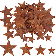 48Pcs 4 Styles Iron Pendants, Rusting, Star, Coconut Brown, 25.4~59x25.4~62x4~6mm, Hole: 1~2.5mm, 12pcs/style(IFIN-GF0001-40)