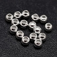 925 Sterling Silver Beads, Seamless Round Beads, Silver, 2.5mm, Hole: 1.1mm(X-STER-F012-01B)