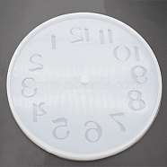 Flat Round DIY Silicone Clock Display Molds, Resin Casting Molds, Number, 153mm(SIMO-PW0015-47A-01)
