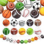 20Pcs 10 Style Sports Theme Food Grade Eco-Friendly Silicone Beads, Chewing Beads For Teethers, DIY Nursing Necklaces Making, Mixed Color, 14.5~15x14~15mm, Hole: 2~2.5mm, 2pcs/style(SIL-CJ0001-13)