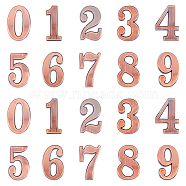 SUPERFINDING 40Pcs Number 0~9 ABS Plastic Mirror Wall Stickers, Red Copper, 34x22mm, 4pcs/number(DIY-FH0002-41R)