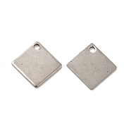 201 Stainless Steel Pendants, Rhombus Charm, Stainless Steel Color, 14x14x0.8mm, Hole: 1.5mm(STAS-P320-20P)