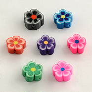 Handmade Polymer Clay Beads, Flower, Mixed Color, 8~9x8x4mm, Hole: 2mm(CLAY-Q177-M)