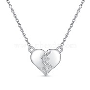 TINYSAND Broken Heart 925 Sterling Silver Cubic Zirconia Pendant Necklaces, Silver, 18 inch(TS-N321-S)