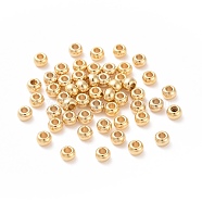 304 Stainless Steel Beads, Round, Real 18K Gold Plated, 3x2mm, Hole: 1.2mm(STAS-H400-3mm-45G)