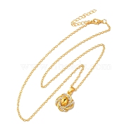 Rhinestone Flower Pandant Necklace with Cable Chains, Alloy Jewelry for Women, Golden, 18.46 inch(46.9cm)(NJEW-K247-01G)