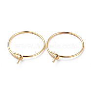 316 Surgical Stainless Steel Hoop Earring Findings, Wine Glass Charms Findings, Real 18K Gold Plated, 21 Gauge, 15x0.7mm(X-STAS-J025-01A-G)
