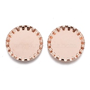 304 Stainless Steel Cabochon Settings, Serrated Edge Bezel Cups, Flat Round, Rose Gold, Tray: 14mm, 17x2mm(STAS-P249-09RG)