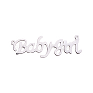 304 Stainless Steel Pendants, Word Babygirl, Stainless Steel Color, 13x41x1mm, Hole: 1mm(STAS-CJ0001-99)