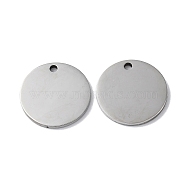 304 Stainless Steel Pendants, Stamping Blank Tag, Flat Round Charm, Stainless Steel Color, 16x1.3mm, Hole: 1.6mm(STAS-Q308-09K-P)