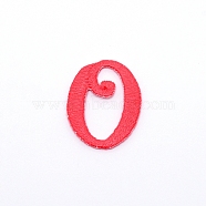 Computerized Embroidery Cloth Iron on/Sew on Patches, Costume Accessories, Appliques, Letter, Red, Letter.O,  26x20x1.4mm(DIY-TAC0007-90O)