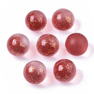 Transparent Spray Painted Frosted Glass Beads, with Golden Foil, No Hole/Undrilled, Round, FireBrick, 12mm(GLAA-N035-05C-03)