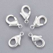Silver Color Plated Brass Lobster Claw Clasps, Parrot Trigger Clasps, Nickel Free, 10x5x3mm, Hole: 1mm(X-KK-901-S-NF)