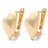 Brass Hoop Earrings Findings, Heart, Real 18K Gold Plated, 19~20x10.5mm, Hole: 1.5mm, Pin: 1mm(KK-B105-05G-02)