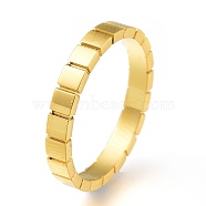304 Stainless Steel Finger Rings, Square, Golden, US Size 7, Inner Diameter: 17mm(RJEW-F110-02G-7)