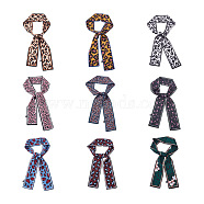 Givenny-EU 9Pcs 9 Color Silk Scarves Decorate, Scarf Necklaces, Leopard Print Pattern, Mixed Color, 45.28 inch(115cm), 7x0.05cm, 1pc/color, 9 Color, 9pcs/bag(AJEW-GN0001-03)