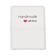 Rectangle Word Print Paper Earring Necklace Display Card, Jewelry Display Card for Earring Necklace Storage, WhiteSmoke, 6.5x5x0.05cm, Hole: 5mm and 2.5mm(CDIS-M007-02G)