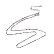 201 Stainless Steel Box Chain Necklace for Men Women, Stainless Steel Color, 17.72 inch(45cm)(NJEW-P268-A25-1X5)