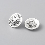 Alloy Shank Buttons, 1-Hole, Half Round with Shield Pattern, Antique Silver, 17x9.5mm, Hole: 5.5mm(FIND-WH0111-334AS)