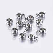304 Stainless Steel Tube Bails, Loop Bails, Bail Beads, Rondelle, Stainless Steel Color, 9x6x4.5mm, Hole: 1.5mm, Inner Diameter: 3mm(STAS-L198-16B)