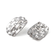 304 Stainless Steel Earrings, Platinum, 28x19.5mm(EJEW-O004-17P)