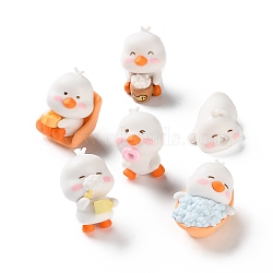 6Pcs 6 Styles Resin Duck Display Decoration, for Home Office Desk Decoration, White, 24.5~36.5x22.5~28x18.5~34mm(AJEW-S037-04)