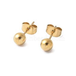304 Stainless Steel Stud Earrings for Women, Round, Golden, 5mm(X-EJEW-E603-06A-G)