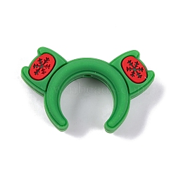 Silicone Focal Beads, Christmas Hair Bands, Green, 22x36x9mm, Hole: 2mm(SIL-M005-03C)