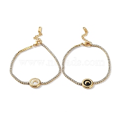 Vacuum Plating 304 Stainless Steel Crescent Moon Link Bracelet, with Rhinestone Cup Chains, Acrylic/Natural Shell, Mixed Color, 7-1/2 inch(18.9cm)(BJEW-F463-04G)
