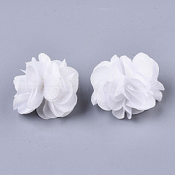 Polyester Fabric Flowers, for DIY Headbands Flower Accessories Wedding Hair Accessories for Girls Women, White, 34mm(X-FIND-R076-02R)