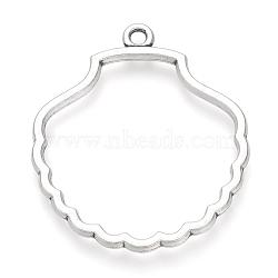 Tibetan Style Alloy Open Back Bezel Pendants, For DIY UV Resin, Epoxy Resin, Pressed Flower Jewelry, Cadmium Free & Lead Free, Hollow Shell, Antique Silver, 44.5x39x2mm, Hole: 2.5mm, about 215pcs/1000g(TIBE-Q075-32AS-LF)