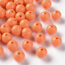 Opaque Acrylic Beads, Round, Coral, 10x9mm, Hole: 2mm(X-MACR-S370-C10mm-A11)