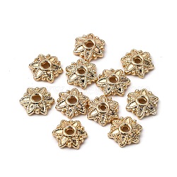 Brass Bead Caps, 6-Petal, Long-lasting, Flower, Real 14K Gold Plated, 7mm(KK-WH0035-52)