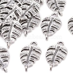 Tibetan Style Links connectors, Cadmium Free & Nickel Free & Lead Free, Leaf, Antique Silver, 27x14x4mm, Hole: 2.5mm(TIBEP-A18398-AS-FF)