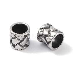 316 Surgical Stainless Steel European Beads, Large Hole Beads, Column, Antique Silver, 7x7mm, Hole: 5mm(STAS-P362-05AS-01)