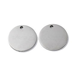 Non-Tarnish 304 Stainless Steel Pendants, Stamping Blank Tag, Flat Round Charm, Stainless Steel Color, 16x1.3mm, Hole: 1.6mm(STAS-Q308-09K-P)