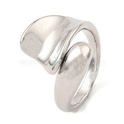 Leaf Shape Rack Plating Brass Open Cuff Rings, Cadmium Free & Lead Free, Platinum, US Size 5 3/4(16.3mm)(RJEW-G294-02P)