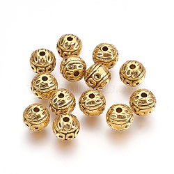 Alloy Beads, Lead Free & Cadmium Free, Round, Antique Golden, 8mm, Hole: 1mm(X-PALLOY-101-AG-RS)