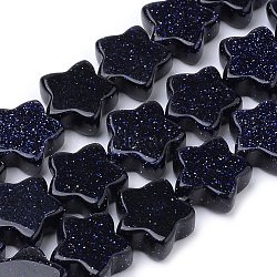 Synthetic Blue Goldstone Beads Strands, Star, 12x12x4~5mm, Hole: 1mm, about 20pcs/strand, 8.26 inch(X-G-R451-08B)