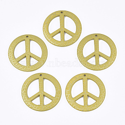 Acrylic Big Pendants, Peace Sign, Spray Painted & Crackle, Dark Khaki, 50x3.5mm, Hole: 2.5mm(OACR-T014-13H)