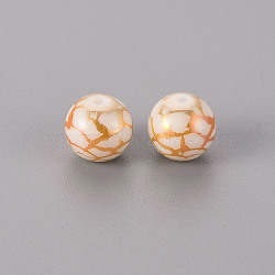 Electroplate Glass Beads, Round, Rose Gold Plated, 10mm, Hole: 1.2mm(EGLA-Q123-007G)