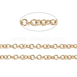 Ion Plating(IP) 304 Stainless Steel Rolo Chains, with Spool, for Jewelry Making, Unwelded, Golden, 3.5x0.7mm, about 32.8 Feet(10m)/roll(CHS-H013-07G-C)