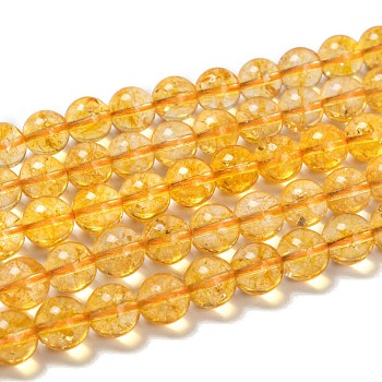 Natural Citrine Beads Strands, Round, Dyed & Heated, 10mm, Hole: 1mm, about 38pcs/strand, 15.5 inch
