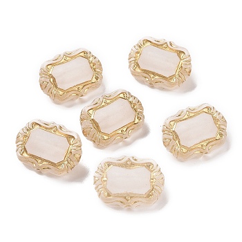Plating Acrylic Beads, Golden Metal Enlaced, Frosted, Rectangle, Moccasin, 18x13.5x8.5mm, Hole: 1.8mm, about 515pcs/500g