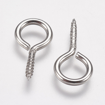 304 Stainless Steel Screw Eye Pin Peg Bails, For Half Drilled Beads, Stainless Steel Color, 18x8.5x1.5mm, Hole: 5.5mm
