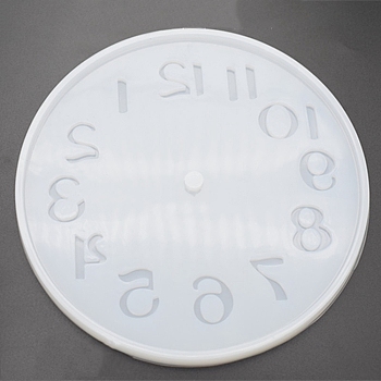 Flat Round DIY Silicone Clock Display Molds, Resin Casting Molds, Number, 153mm