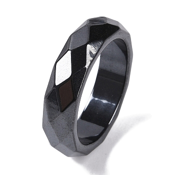 Magnetic Synthetic Hematite Finger Ring for Men Women, 6mm, Inner Diameter: 19.7mm