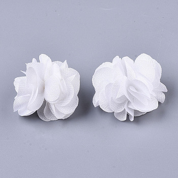 Polyester Fabric Flowers, for DIY Headbands Flower Accessories Wedding Hair Accessories for Girls Women, White, 34mm